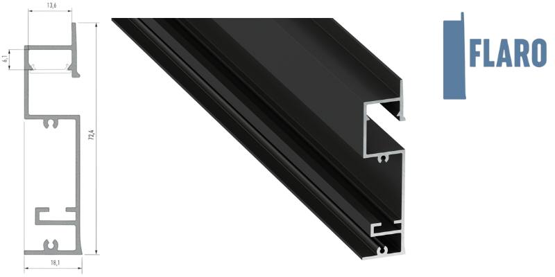 Profil LED typ FLARO czarny